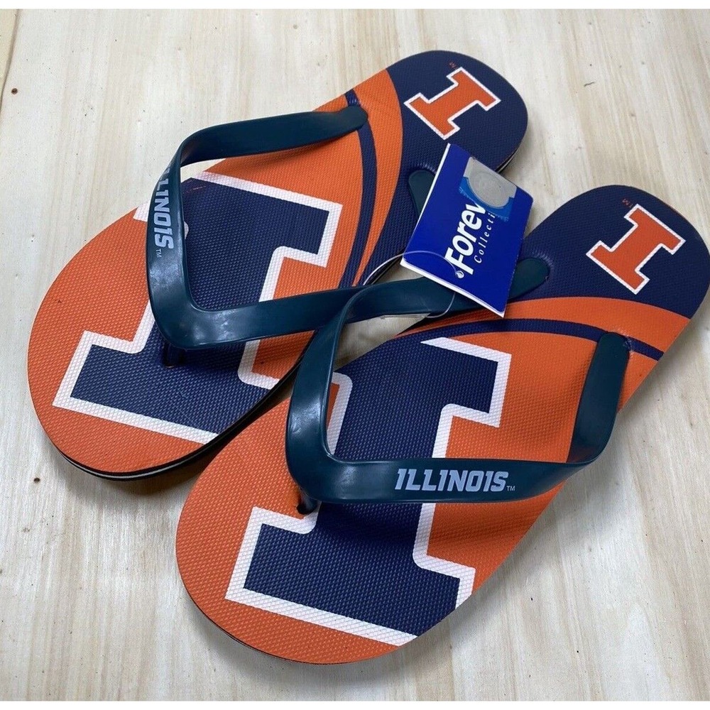 Illinois Fighting Illini NCAA Flip Flops Team Logo NWT‎ Various Sizes Unisex